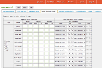 Assessment form within DigitalRMT.com